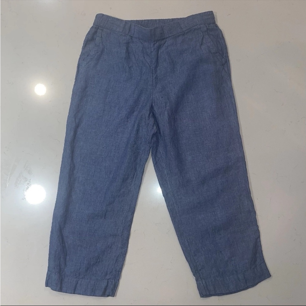 Blue Linen cropped pants Casual Chinos size medium Charter Club
